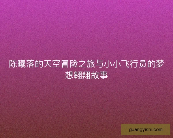 陈曦落的天空冒险之旅与小小飞行员的梦想翱翔故事